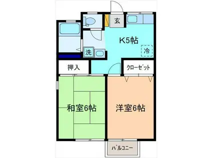 ユニメント・グンケ(2K/1階)の間取り写真