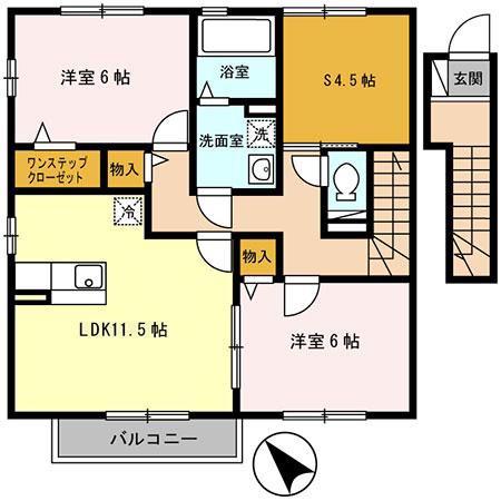 ハイムエルピスIII(2SLDK/2階)の間取り写真