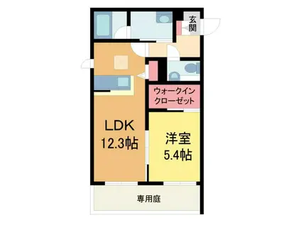 THE TERRACE 西宮北口(1LDK/1階)の間取り写真