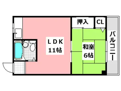 サンハイツいすゞ(1LDK/2階)の間取り写真