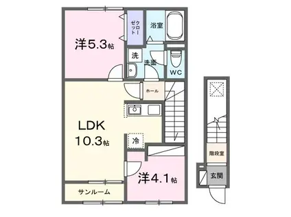 セイバリー KUBO II(2LDK/2階)の間取り写真