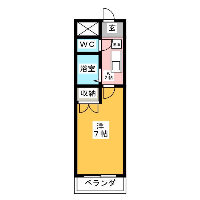 クレールたつた(1K/4階)の間取り写真