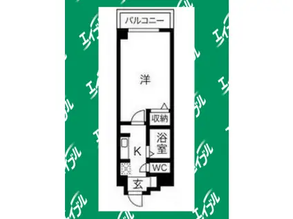 ヒルズかすみ(1K/4階)の間取り写真