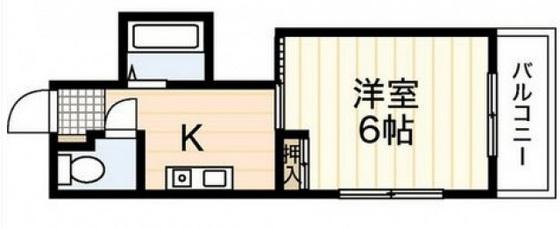 ヴィラ千田(1K/4階)の間取り写真