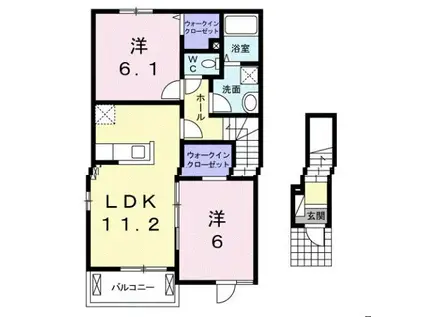 エスポワール・W(2LDK/2階)の間取り写真