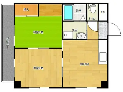 ユートピア三愛新島(2DK/4階)の間取り写真