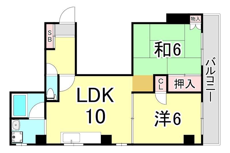アダチイエム(2LDK/4階)の間取り写真