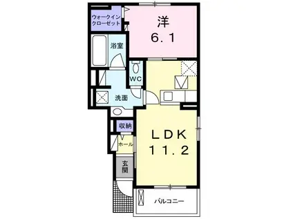 プラネット デュア(1LDK/1階)の間取り写真