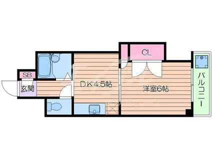 正雀グランドハイツ北(1DK/3階)の間取り写真