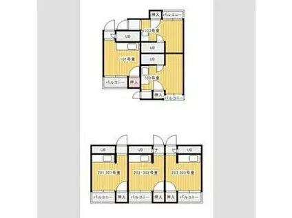 コート宮脇V(ワンルーム/3階)の間取り写真