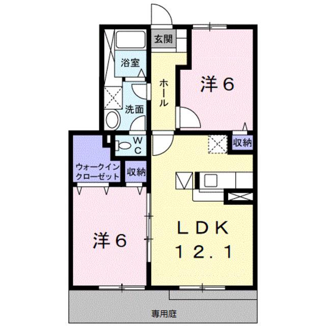 プロメナーデ名草(2LDK/1階)の間取り写真