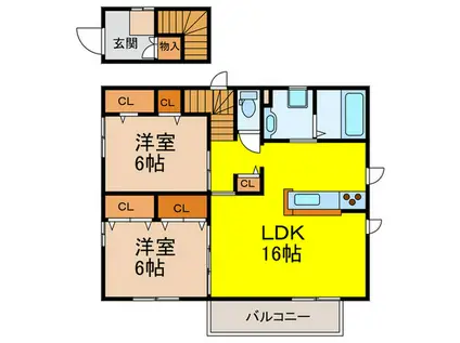 ミルフィーユII(2LDK/1階)の間取り写真