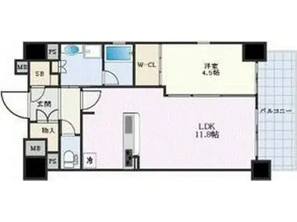 オープンレジデンシア名古屋栄EST(1LDK/2階)の間取り写真