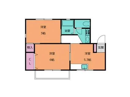 セジュールS・函南(2DK/2階)の間取り写真