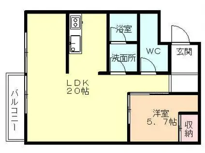 自由空間クラレ(1LDK/2階)の間取り写真