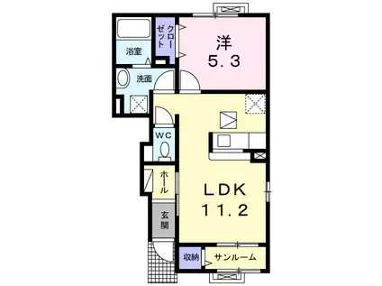 パルテール(1LDK/1階)の間取り写真