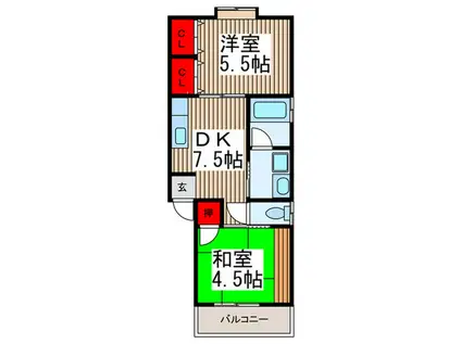 コーポ 龍宝(2DK/2階)の間取り写真