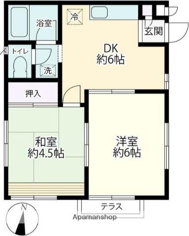 ハイムライラックB(2DK/1階)の間取り写真