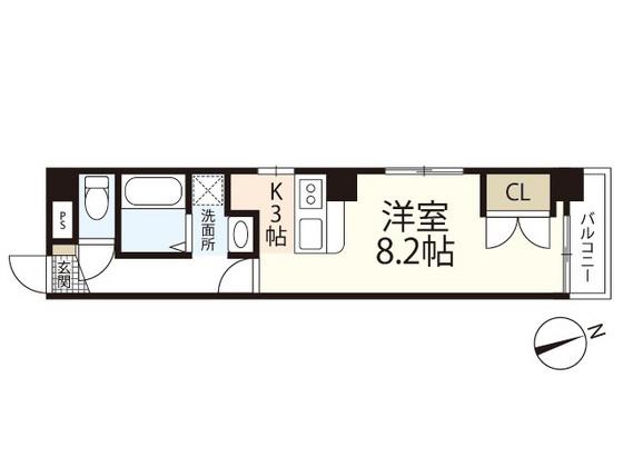クレール段原(ワンルーム/4階)の間取り写真
