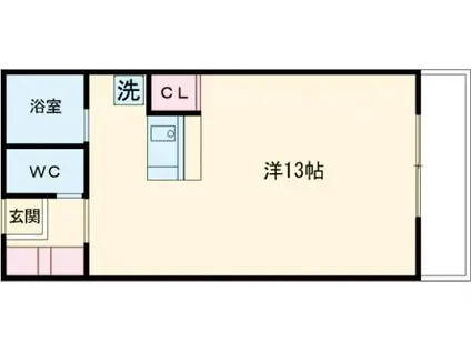 サンタクロス B棟(ワンルーム/2階)の間取り写真