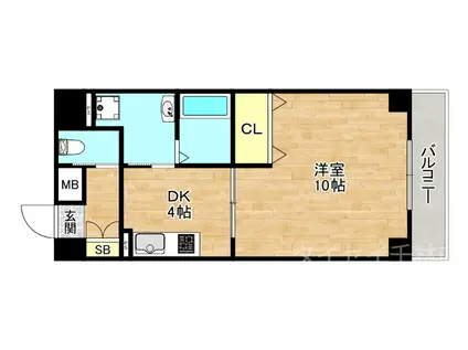 エクセレント天神橋(1DK/3階)の間取り写真