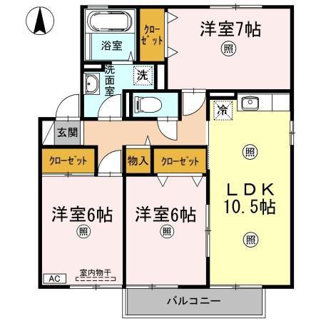 リヴェールA(3LDK/2階)の間取り写真