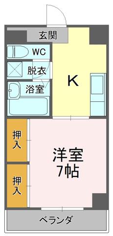 ITO人宿町ビル(1DK/4階)の間取り写真