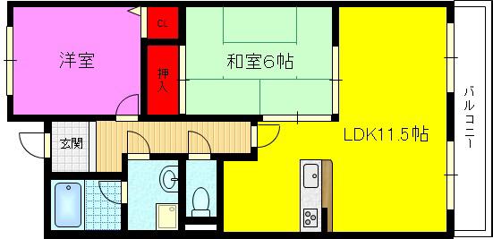 コンフォートステージII(2LDK/3階)の間取り写真