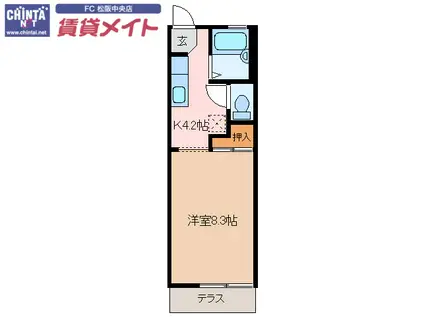 シャルマン山室(1K/1階)の間取り写真