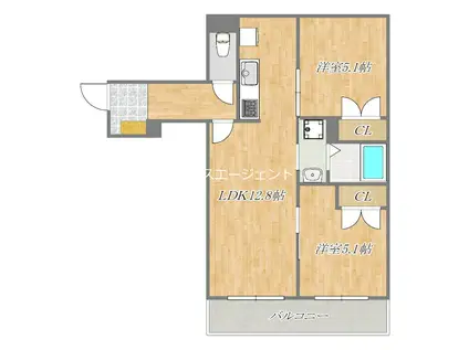 メゾン・ド・ソレイユ(2LDK/1階)の間取り写真