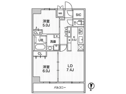 レオーネ南千住II(2LDK/11階)の間取り写真