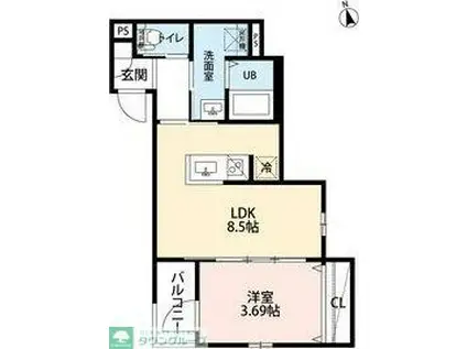 リュクスシティー黄金(1LDK/2階)の間取り写真