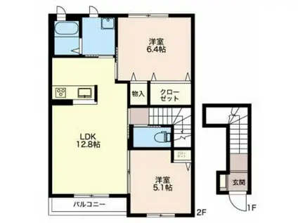 レゾナンス21(2LDK/2階)の間取り写真