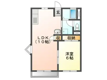 メゾン山本(1LDK/2階)の間取り写真