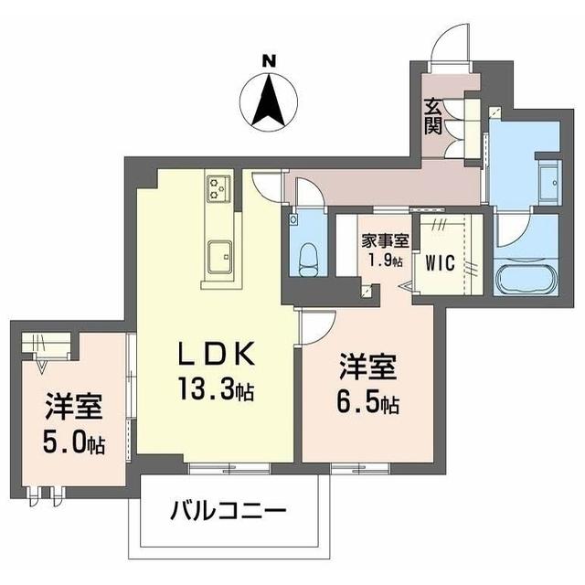 AVANCE東草深ウエスト(2LDK/1階)の間取り写真
