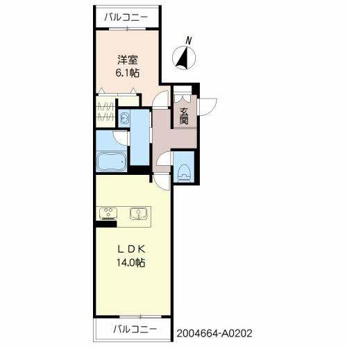 ベレオ NINE 富士見(1LDK/2階)の間取り写真