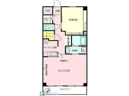 ハイツイチノC(1LDK/2階)の間取り写真