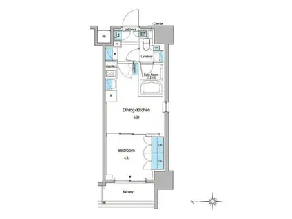 ルフォンプログレ門前仲町マークス(1DK/3階)の間取り写真