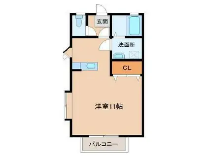 グレイトネスII(ワンルーム/1階)の間取り写真