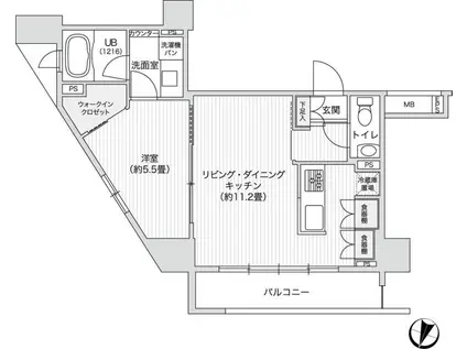 レジディア笹塚II(1LDK/8階)の間取り写真