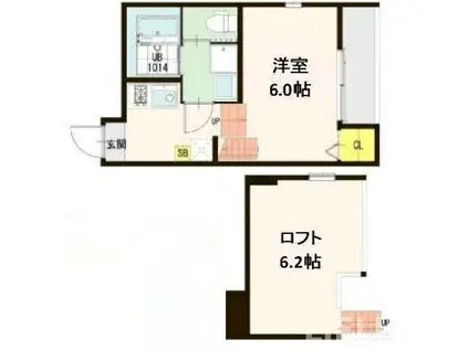 ハーモニーテラス新田(1K/1階)の間取り写真