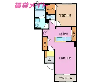 タルタルーガI(1LDK/1階)の間取り写真