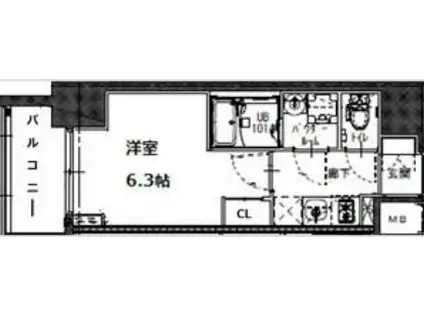 JMFレジデンス海老江(1K/3階)の間取り写真