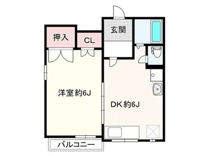 地下鉄西神・山手線 県庁前駅(兵庫) 徒歩12分 2階建 築56年(1DK/2階)の間取り写真