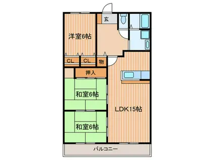 コーポ玉井町(3LDK/2階)の間取り写真