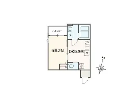 MELLAS西大宮III(1DK/2階)の間取り写真