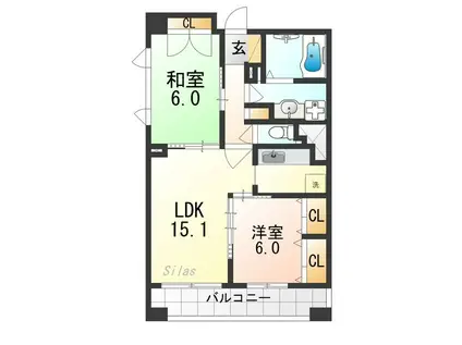 メゾン油小路(2LDK/6階)の間取り写真