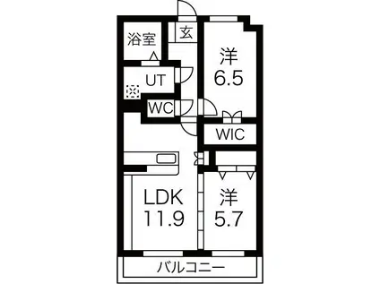 シェルコート(2LDK/3階)の間取り写真