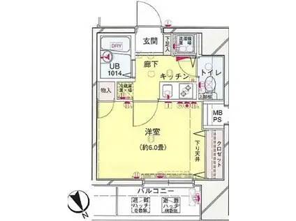 シンシア西早稲田(1K/5階)の間取り写真