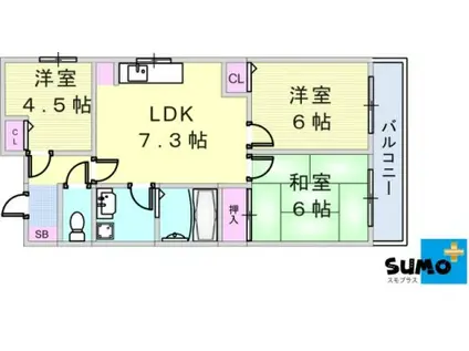 AQUA明石大久保(3LDK/3階)の間取り写真